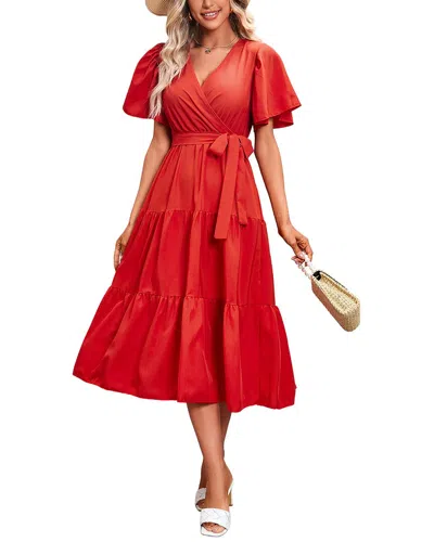 Vera Dolini Midi Dress In Red