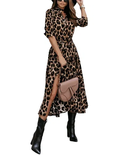 Vera Dolini Midi Dress In Brown