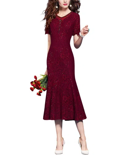 Vera Dolini Midi Dress In Bordo