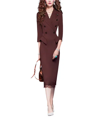 Vera Dolini Midi Dress In Brown
