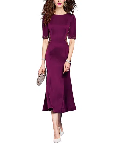 Vera Dolini Midi Dress In Burgundy