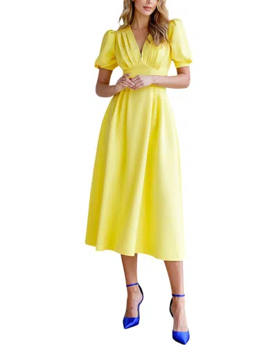 Vera Dolini Midi Dress In Yellow