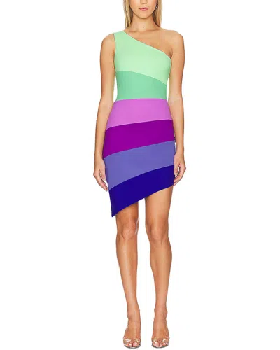 Vera Dolini Printed Mini Dress In Green