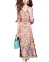 Vera Dolini Silk Maxi Dress In Multi