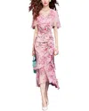 Vera Dolini Silk Midi Dress In Multi
