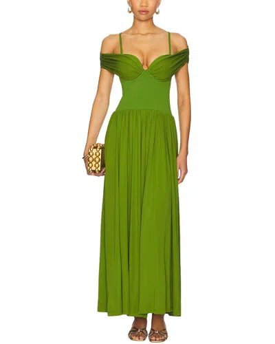 Vera Dolini Solid Maxi Dress In Green