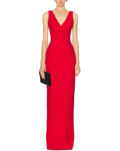 Vera Dolini Solid Maxi Dress In Red