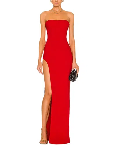 Vera Dolini Solid Maxi Dress In Red