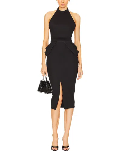 Vera Dolini Solid Midi Dress In Black