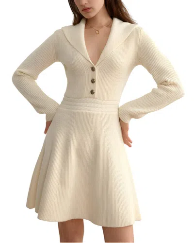 Vera Dolini Wool-blend Mini Dress In Neutral