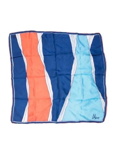 Pre-owned Vera Neumann Silk Printed Scarf In Blue