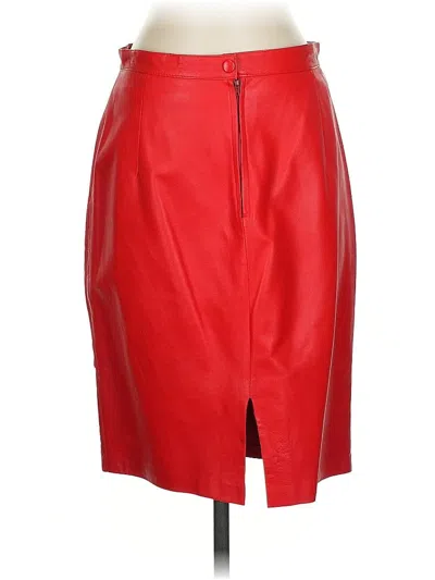 Pre-owned Vera Pelle Faux Leather Skirt In Red