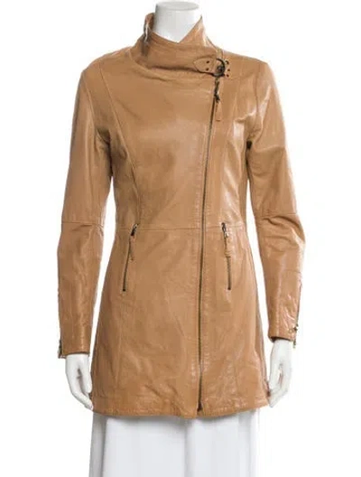 Pre-owned Vera Pelle Leather Coat In Neutral