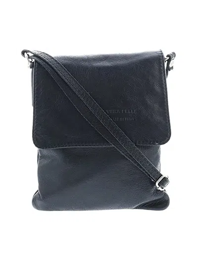 Pre-owned Vera Pelle Leather Crossbody Bag In Black