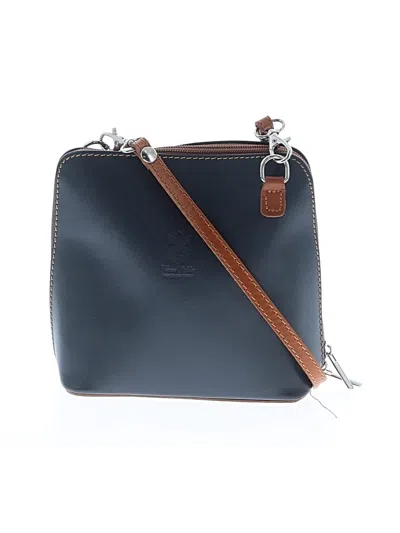 Pre-owned Vera Pelle Leather Crossbody Bag In Blue