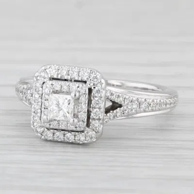 Pre-owned Vera Wang 0.57ctw Princess Halo Diamond Engagement Ring 14k White Gold Sz 6.25