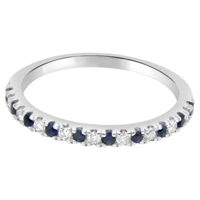 Pre-owned Vera Wang 14 Karat White Gold Diamond And Sapphire Band
