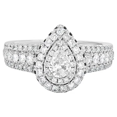 Pre-owned Vera Wang 14 Karat White Gold Pear Cut Diamond Engagement Ring