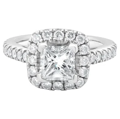 Pre-owned Vera Wang 14 Karat White Gold Princess Cut Diamond Engagement Ring