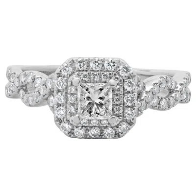 Pre-owned Vera Wang 14 Karat White Gold Princess Cut Diamond Engagement Ring