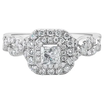 Pre-owned Vera Wang 14 Karat White Gold Princess Cut Diamond Engagement Ring