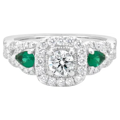 Pre-owned Vera Wang 14 Karat White Gold Three Stone Diamond Engagement Ring