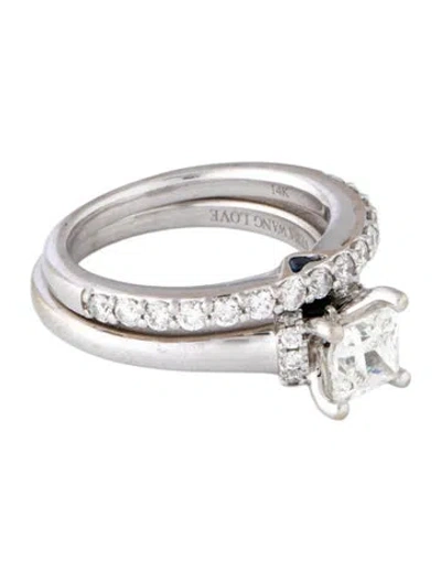 Pre-owned Vera Wang 14k 1.47ctw Diamond & Synthetic Sapphire-accented Ring Set In Multicolor