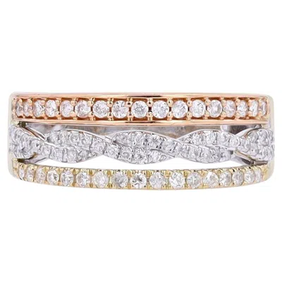 Pre-owned Vera Wang 14k Tri-tone Simply Vera  Three Row Diamond Ring In Multiple
