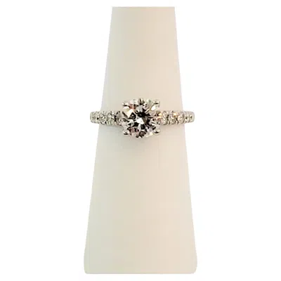 Pre-owned Vera Wang 14k White Gold Engagement Ring With Round Brilliant Diamond