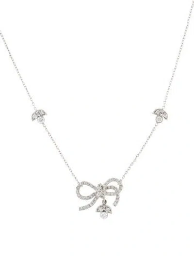 Pre-owned Vera Wang 18k Diamond Bow Necklace, 16.75" In Multi
