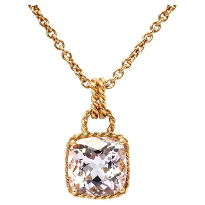 Pre-owned Vera Wang 18k Yellow Gold  4.50ct Morganite Pendant Necklace