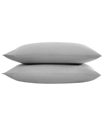 Vera Wang 2 Piece Solid Cotton T800 Sateen Pillowcase Pair, Queen In Steel Gray