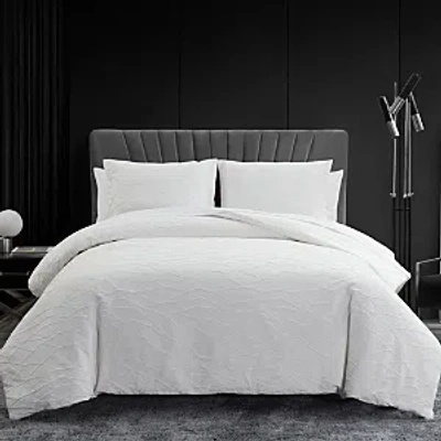 Vera Wang Abstract Crinkle White Comforter Set, Queen