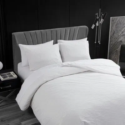 Vera Wang Abstract Crinkle White Duvet Cover Set