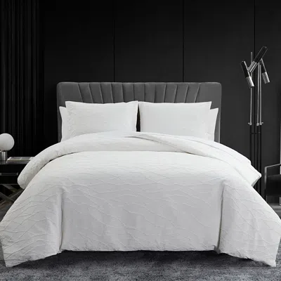 Vera Wang Abstract Crinkle White Duvet Cover Set