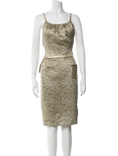 Pre-owned Vera Wang Acetate Knee-length Dress In Green/metallic