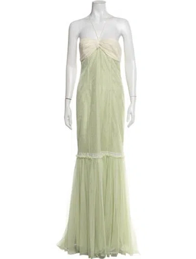 Pre-owned Vera Wang Acetate Long Dress In Green