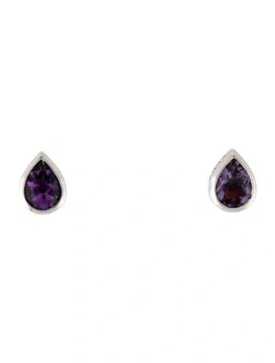 Pre-owned Vera Wang Amethyst Love Stud Earrings In Multicolor