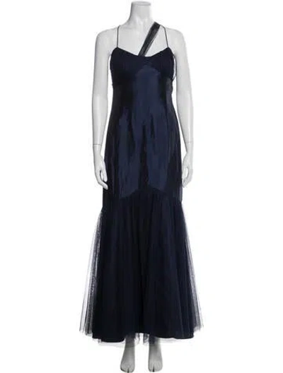 Pre-owned Vera Wang Asymmetrical Long Dress In Blue