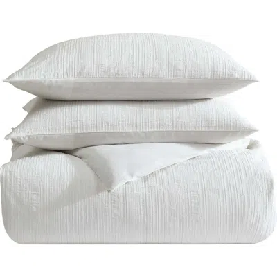 Vera Wang Bark Textured Duvet Set In White