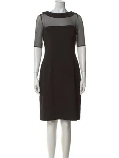 Pre-owned Vera Wang Bateau Neckline Knee-length Dress In Black