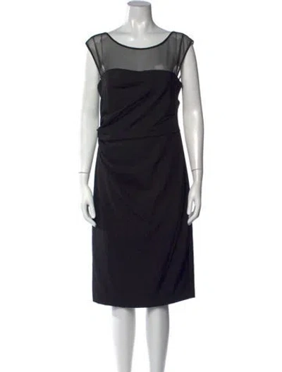 Pre-owned Vera Wang Bateau Neckline Knee-length Dress In Black