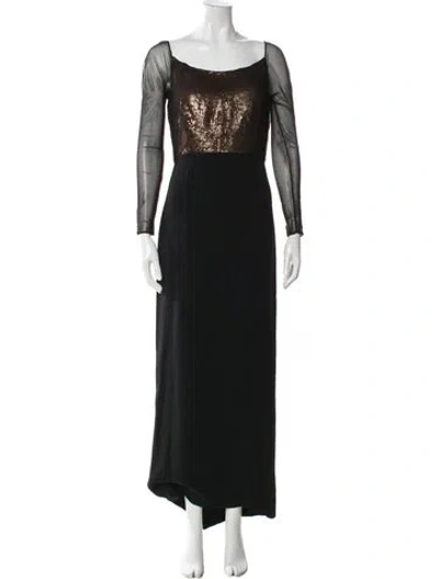 Pre-owned Vera Wang Bateau Neckline Long Dress In Blue