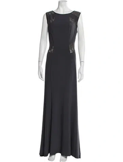 Pre-owned Vera Wang Bateau Neckline Long Dress In Grey