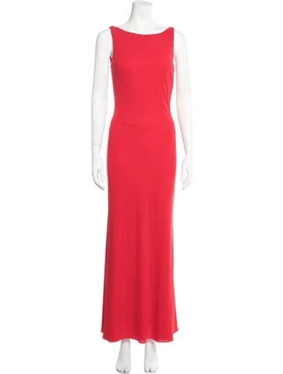 Pre-owned Vera Wang Bateau Neckline Long Dress In Red