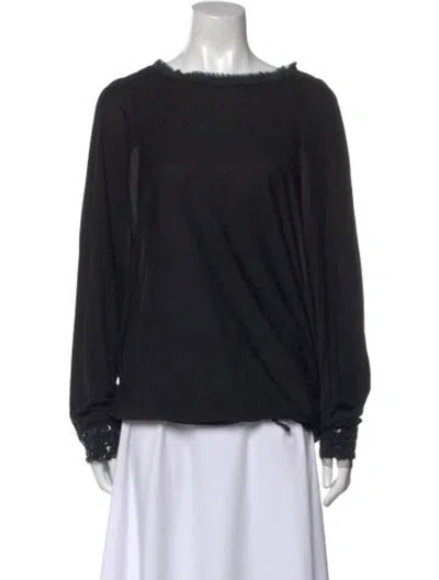 Pre-owned Vera Wang Bateau Neckline Long Sleeve Blouse In Black
