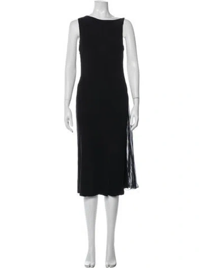 Pre-owned Vera Wang Bateau Neckline Midi Length Dress In Black