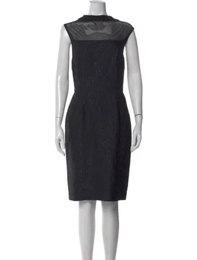 Pre-owned Vera Wang Bateau Neckline Midi Length Dress In Blue