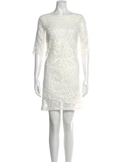 Pre-owned Vera Wang Bateau Neckline Mini Dress In Neutral