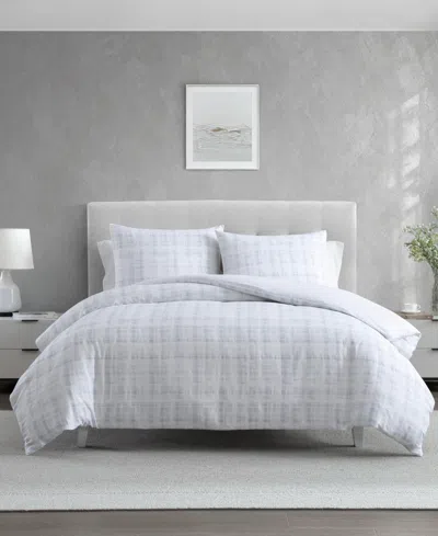 Vera Wang Blurred Plaid Cotton 3-pc. Comforter Set, Queen In White